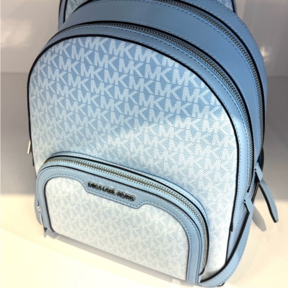 Michael Kors Jaycee Medium Ombré Signature Logo Backpack Light Sky Blue - Picture 9 of 11